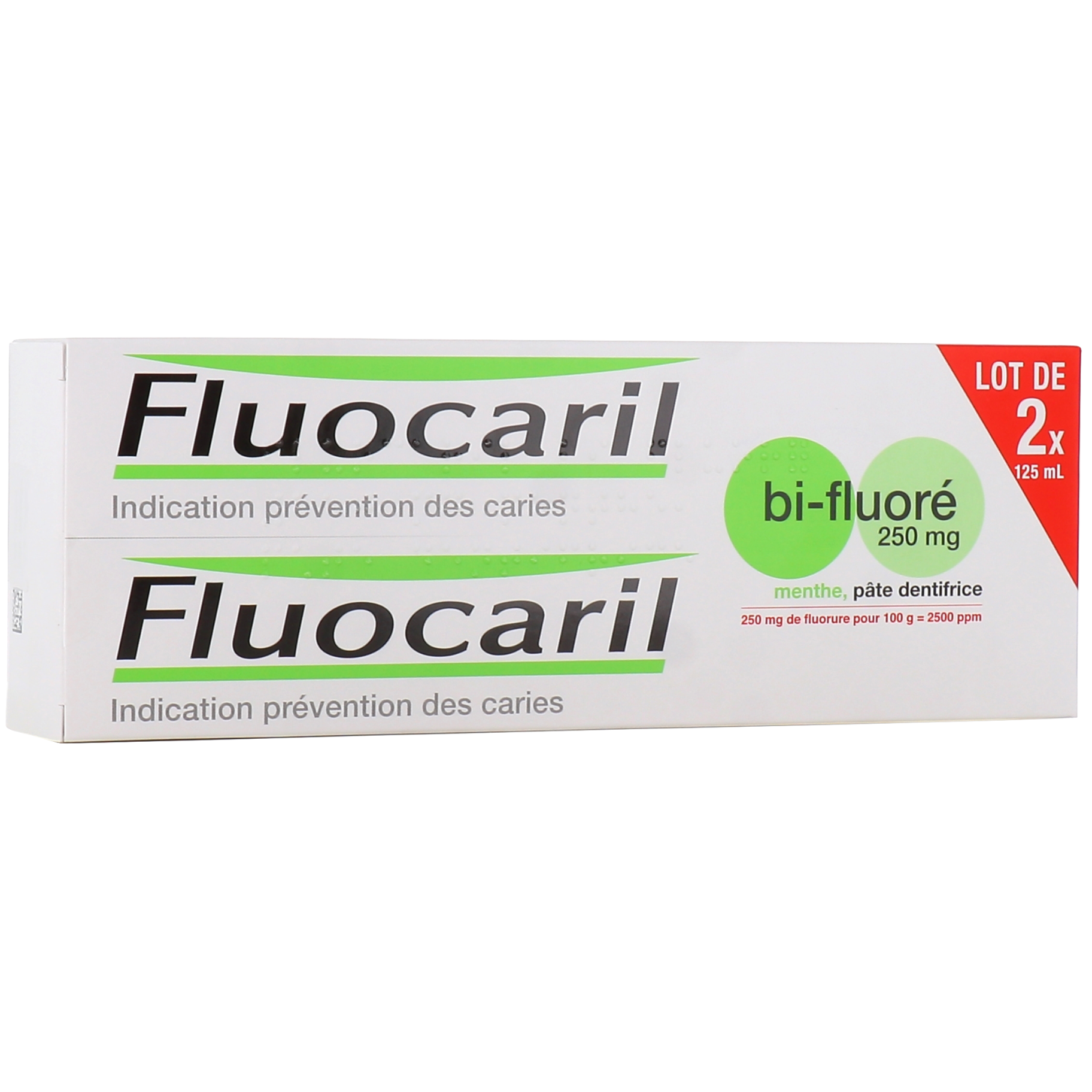 FLUOCARIL BI FLUORE 250MG PATE DENTIFRICE MENTHE 125ML X2