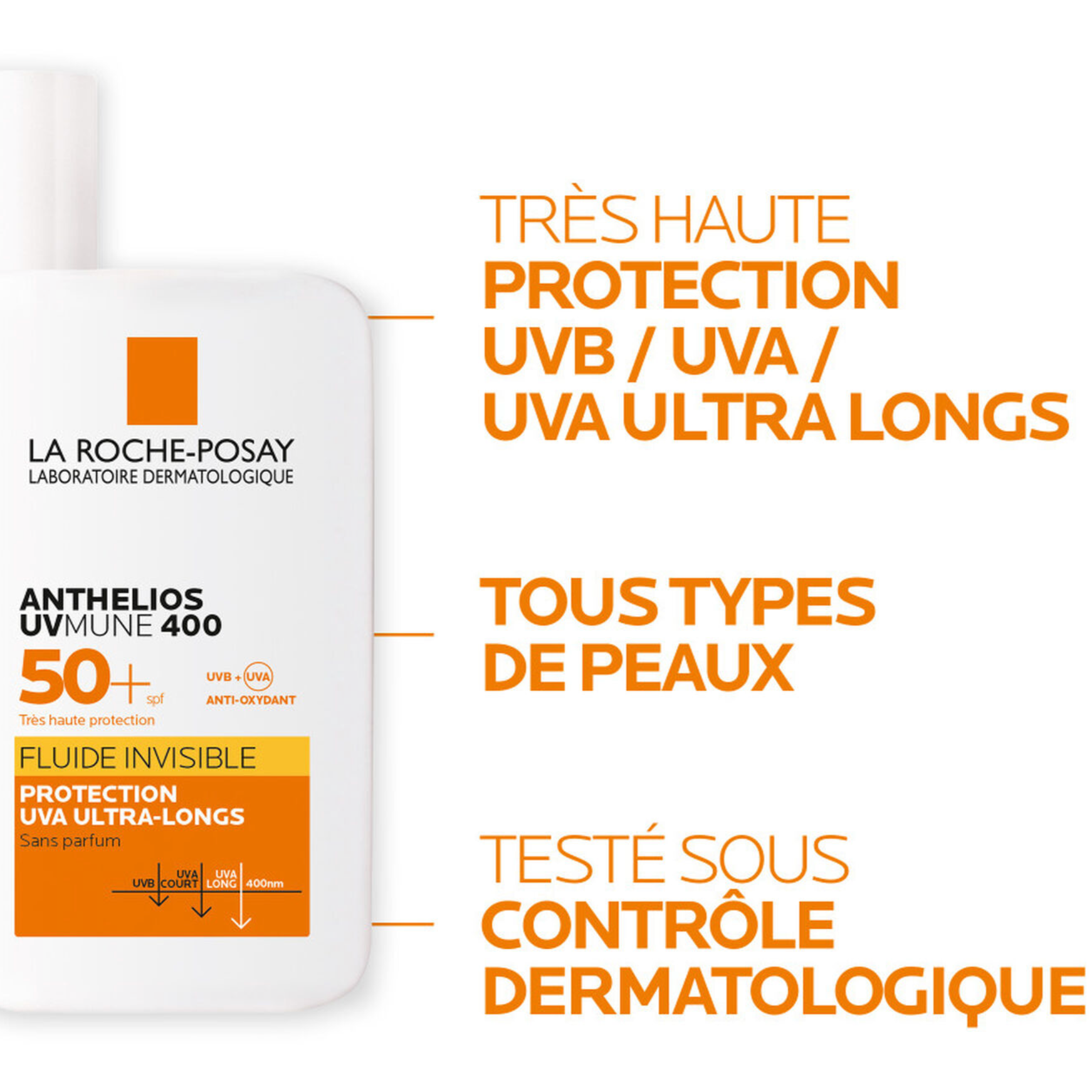 LA ROCHE POSAY ANTHELIOS 50+ UVMUNE 400 FLUIDE INVISIBLE AVEC PARFUM TEINTE 50ML