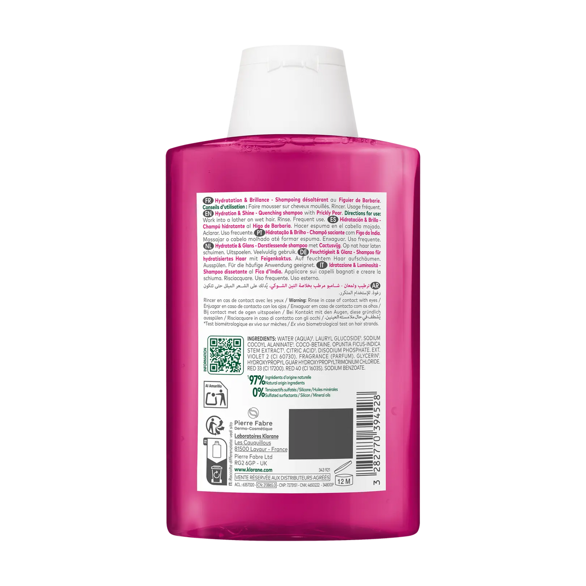KLORANE HYDRATATION & BRILLANCE SHAMPOING DESALTERANT FIGUIER DE BARBARIE 200ML