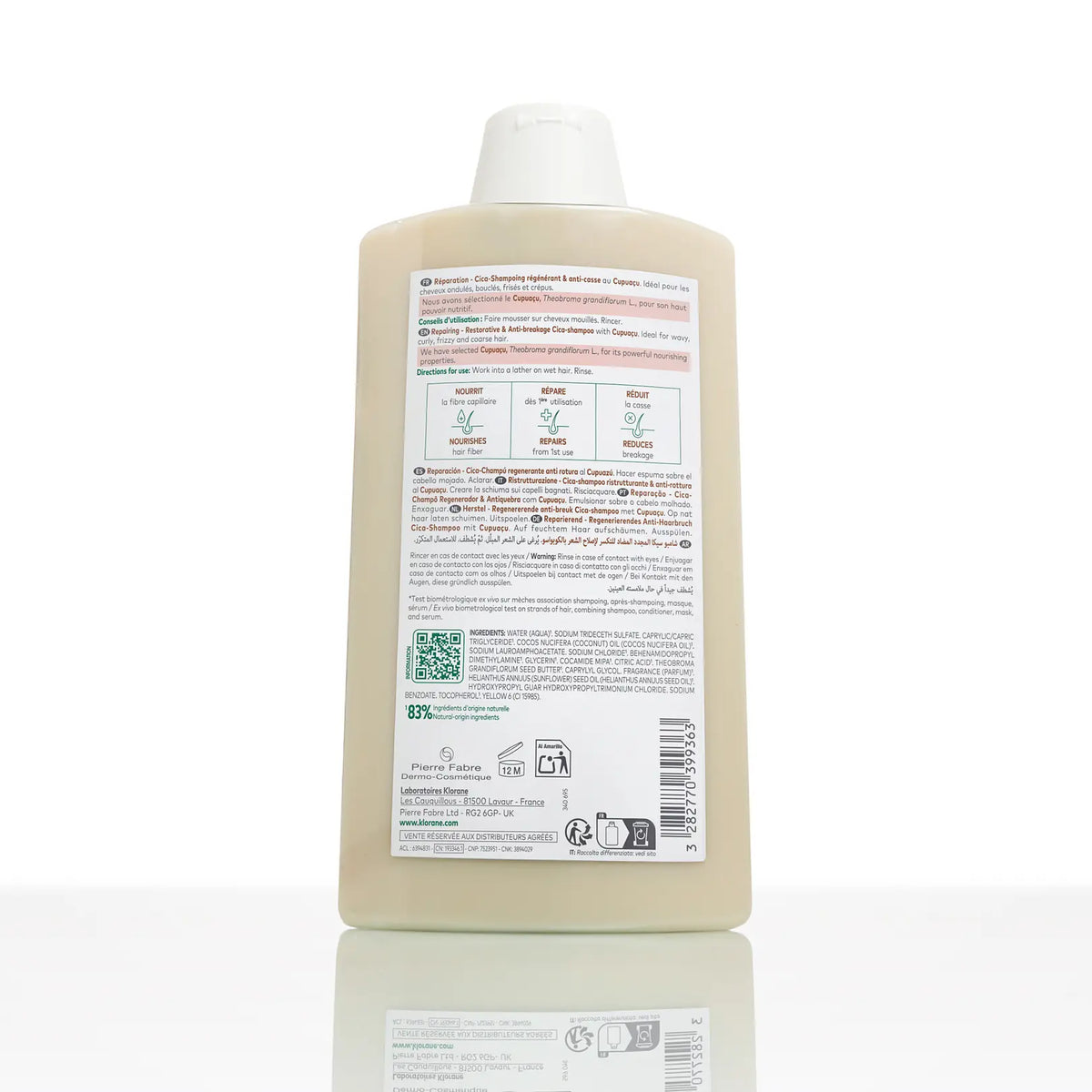 KLORANE REPARATION CICA-SHAMPOING REGENERANT & ANTI-CASSE CUPUACU 400ML