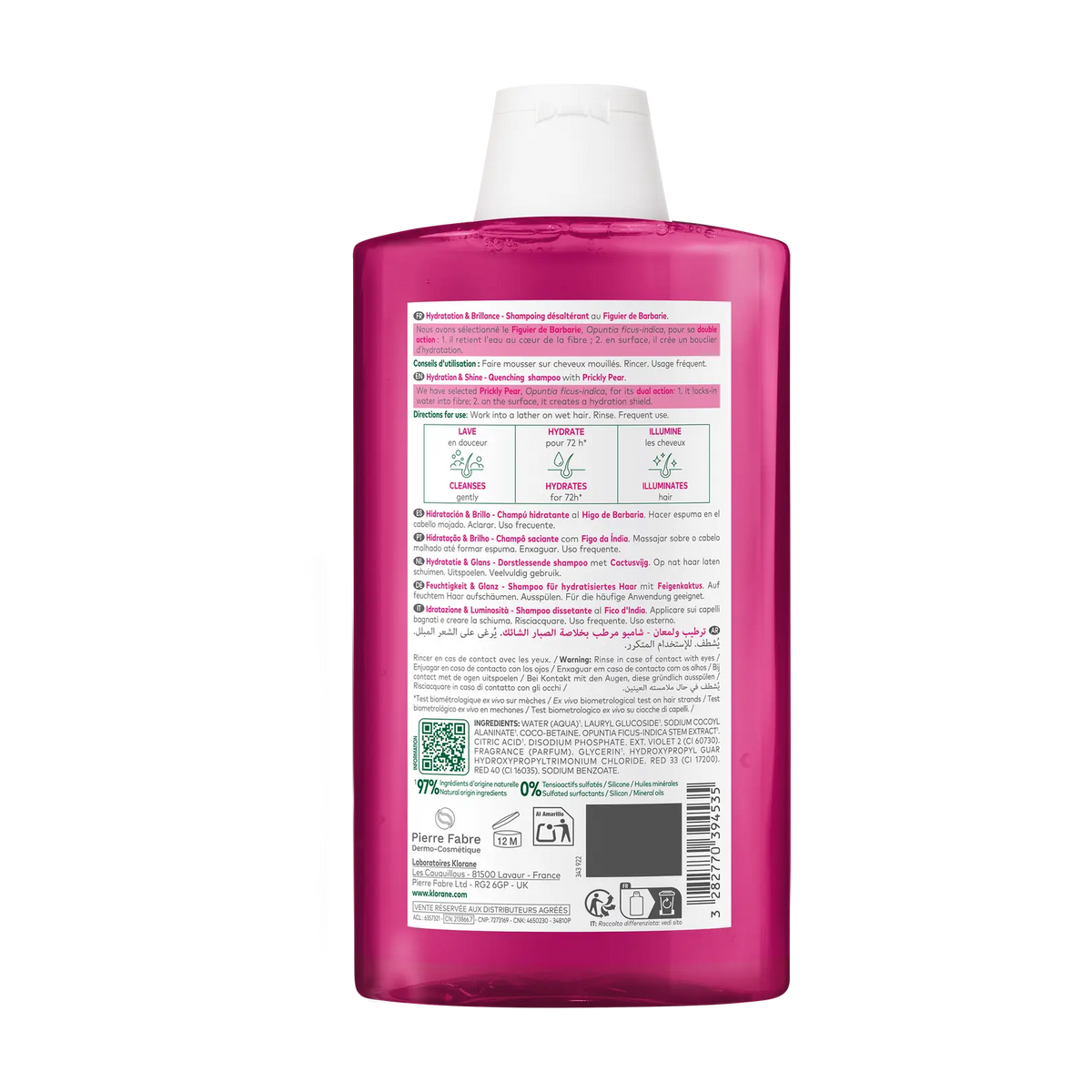 KLORANE HYDRATATION & BRILLANCE SHAMPOING DESALTERANT FIGUIER DE BARBARIE 400ML