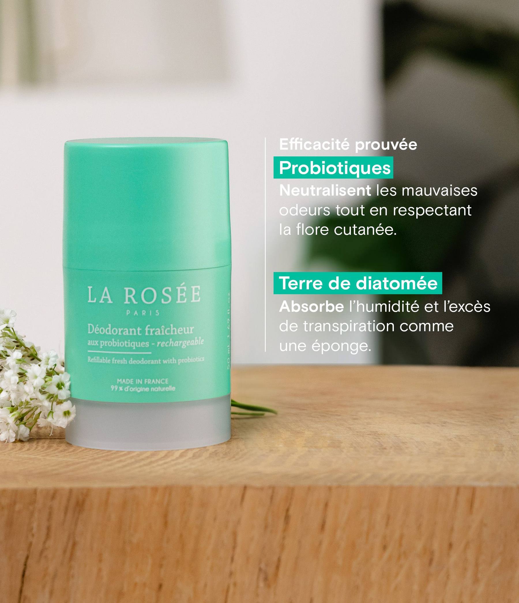 LA ROSEE DEODORANT FRAICHEUR AUX PROBIOTIQUES RECHARGEABLE 50ML