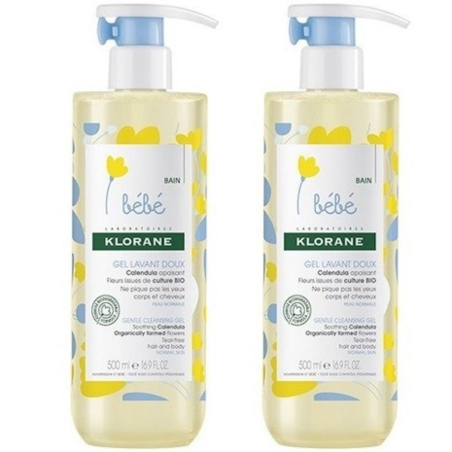 KLORANE BB GEL LAVANT DOUX CORPS & CHEVEUX LOT DE 2 FLACONS /500ML