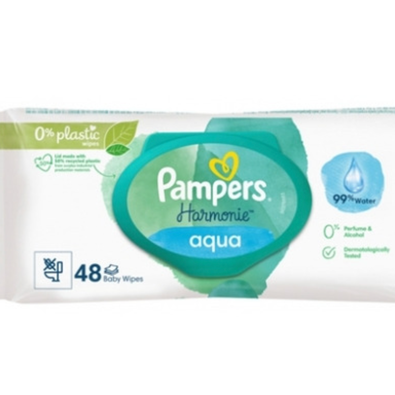 PAMPERS HARMONIE LINGETTES AQUA 0% / X48