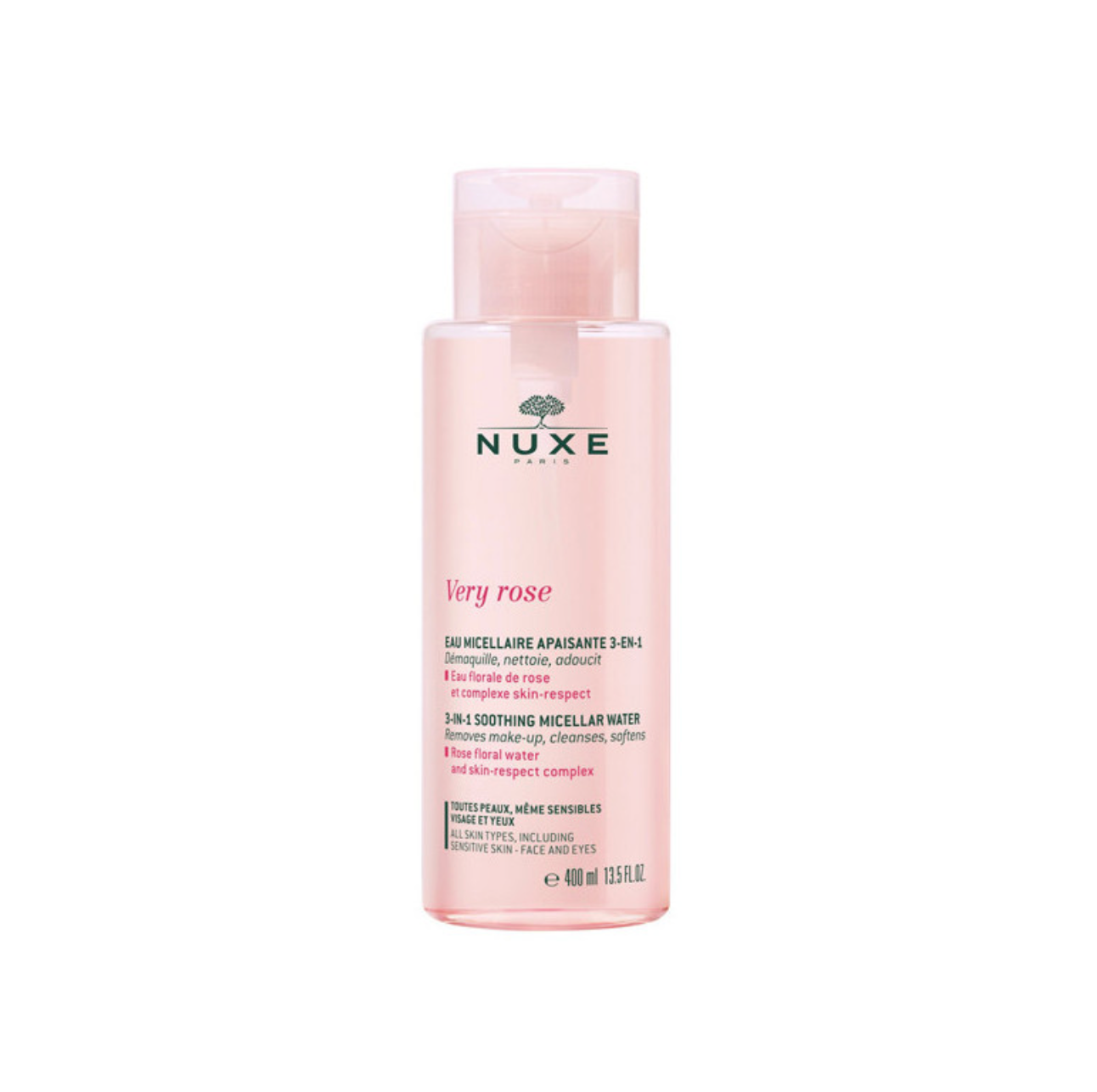 Eau Micellaire Hydratante 3-en-1 - Peaux sensibles, sèches à très sèches, Very Rose 400ml