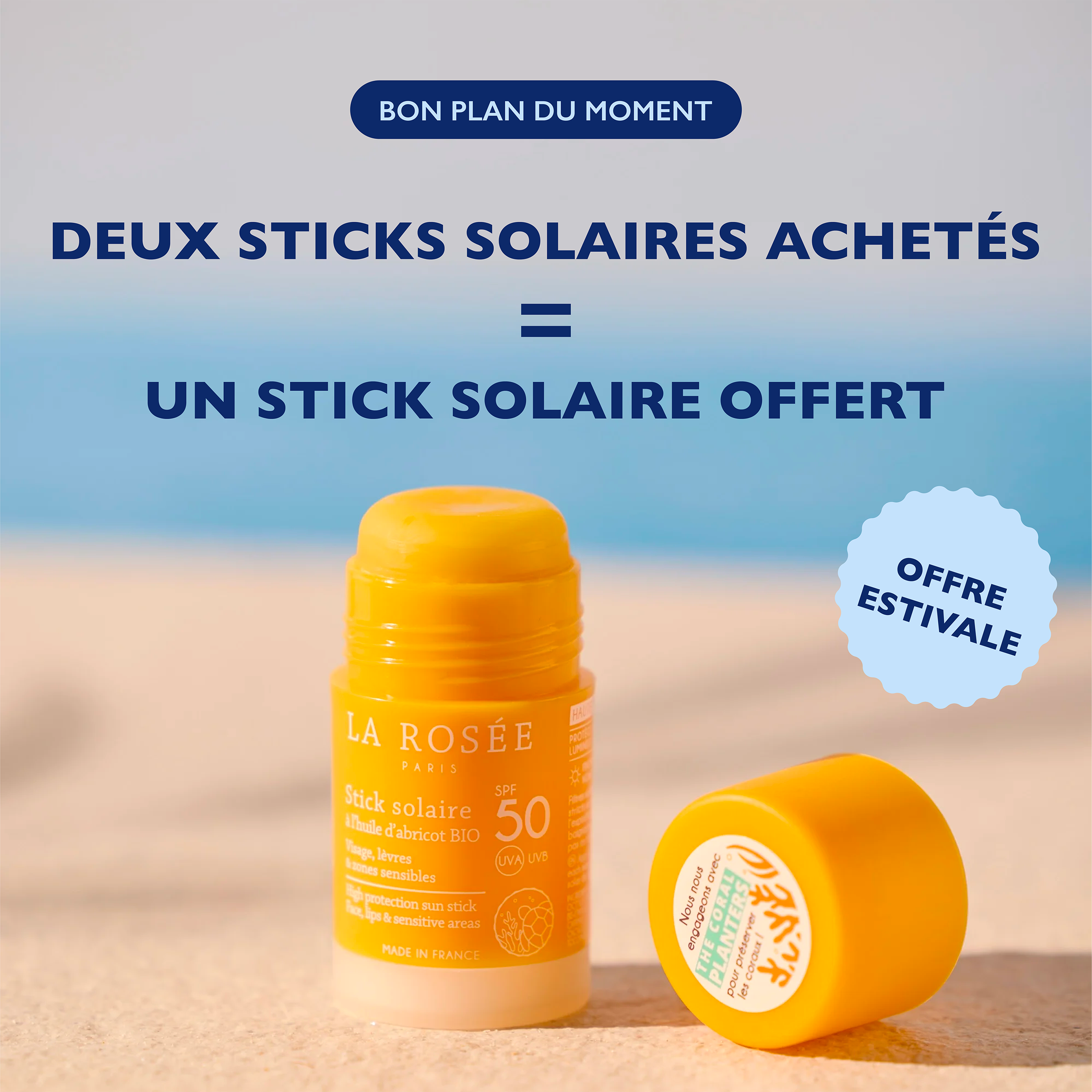 LA ROSEE STICK SOLAIRE A L'HUILE D'ABRICOT BIO SPF50 15ML