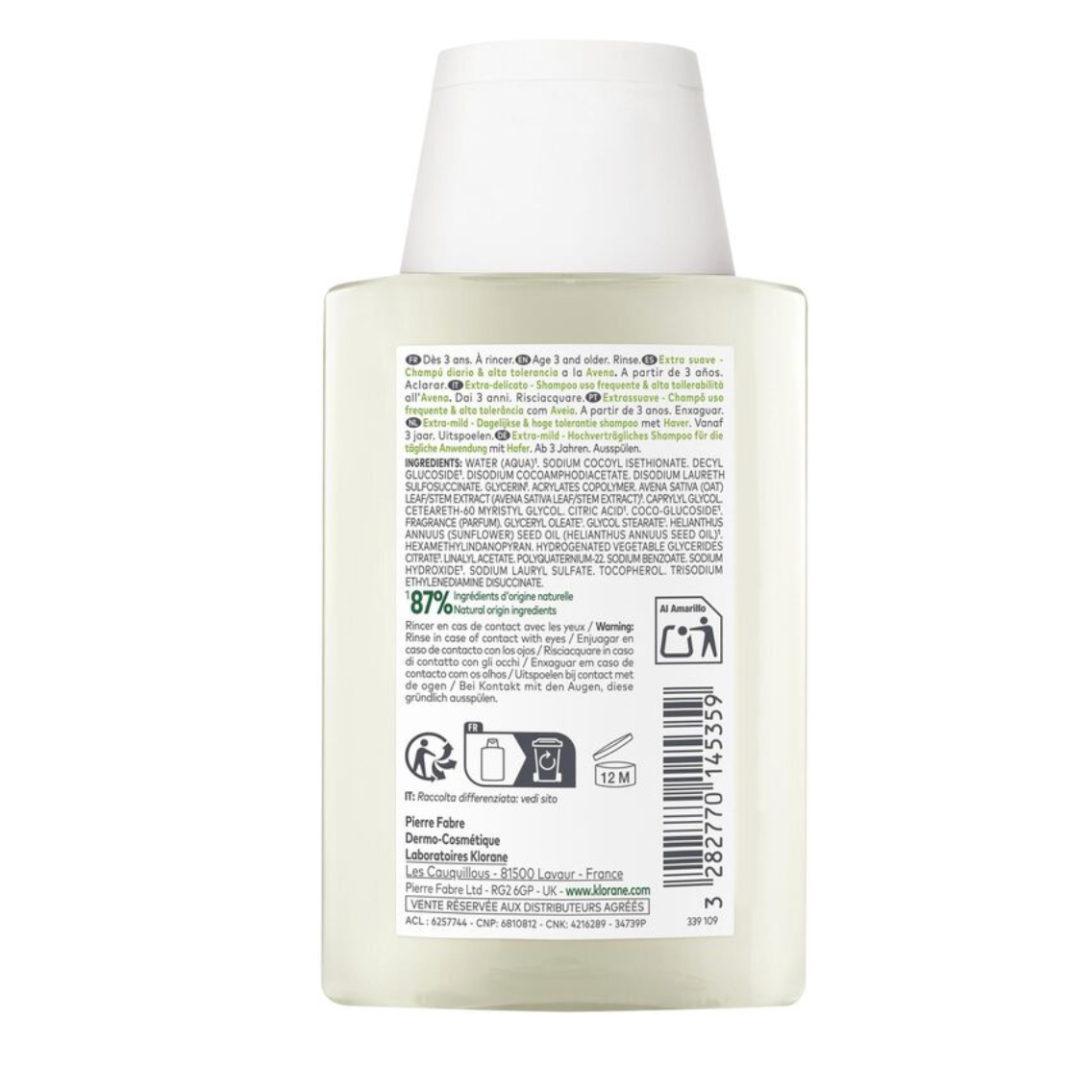 KLORANE SHAMPOING A L'AVOINE EXTRA DOUX 100 ML