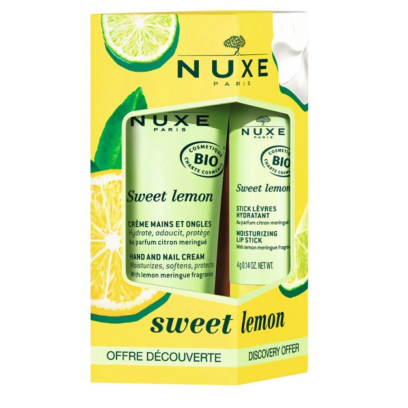 Nuxe Coffret Duo Sweet - Crème Mains et Ongles Bio 30ml + Stick Lèvres Hydratant Bio 4g
