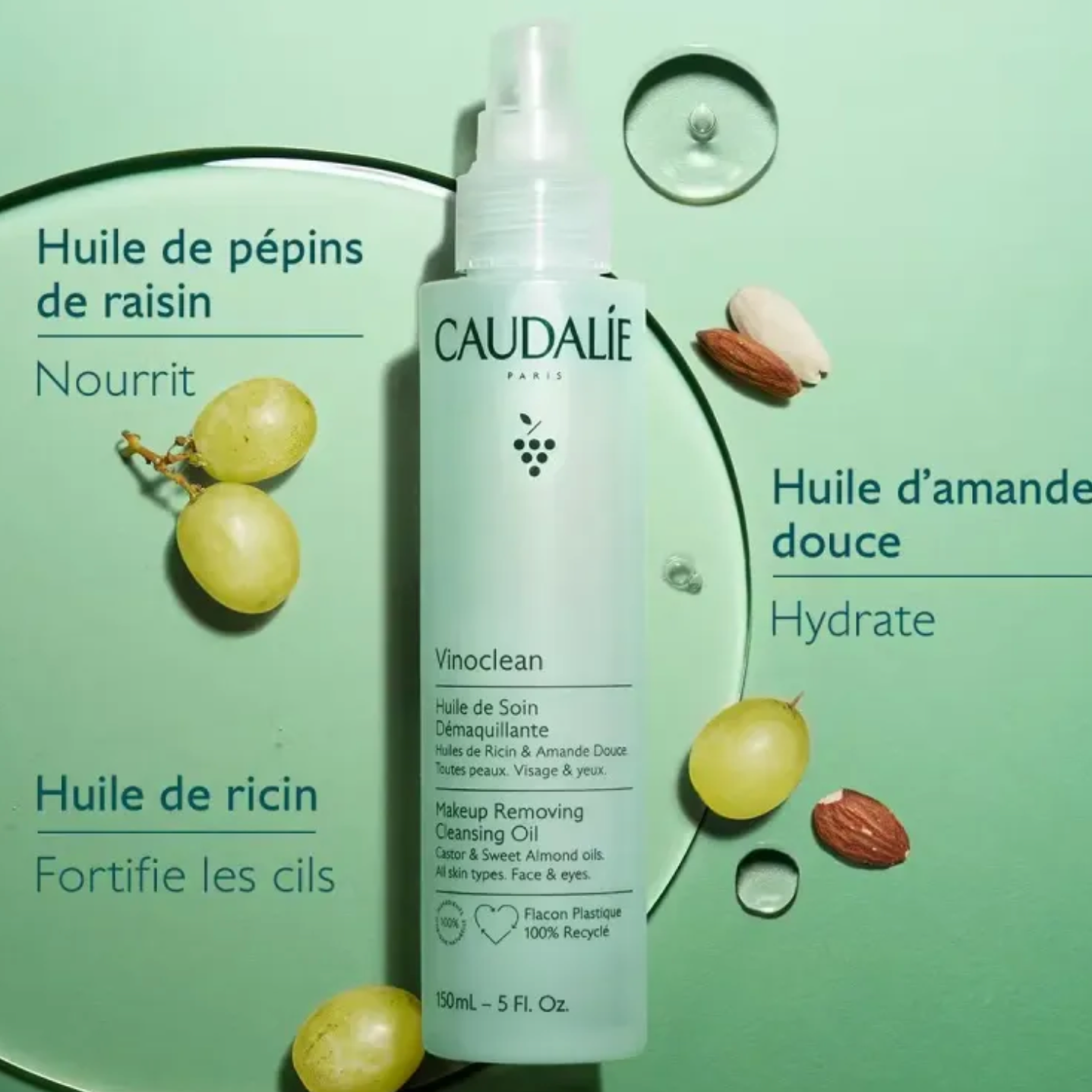 CAUDALIE VINOCLEAN HUILE DE SOIN DEMAQUILLANTE 150ML