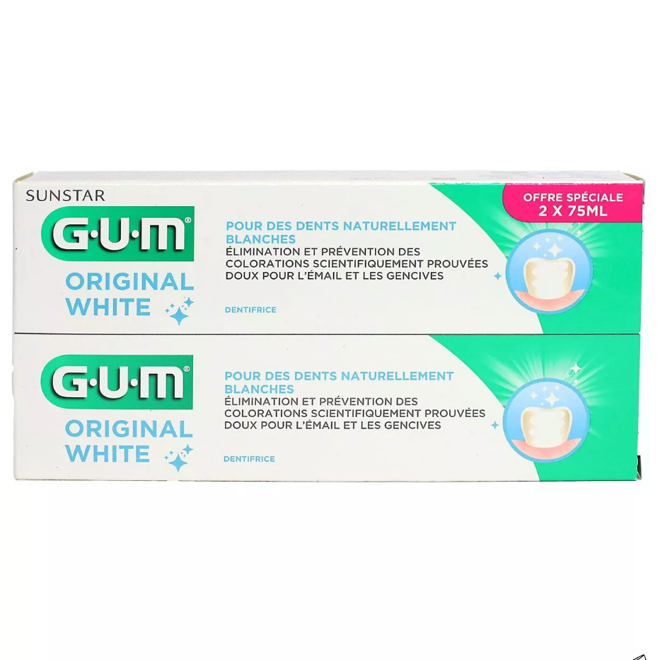 GUM ORIGINAL WHITE DENTIFRICE 75ML X2