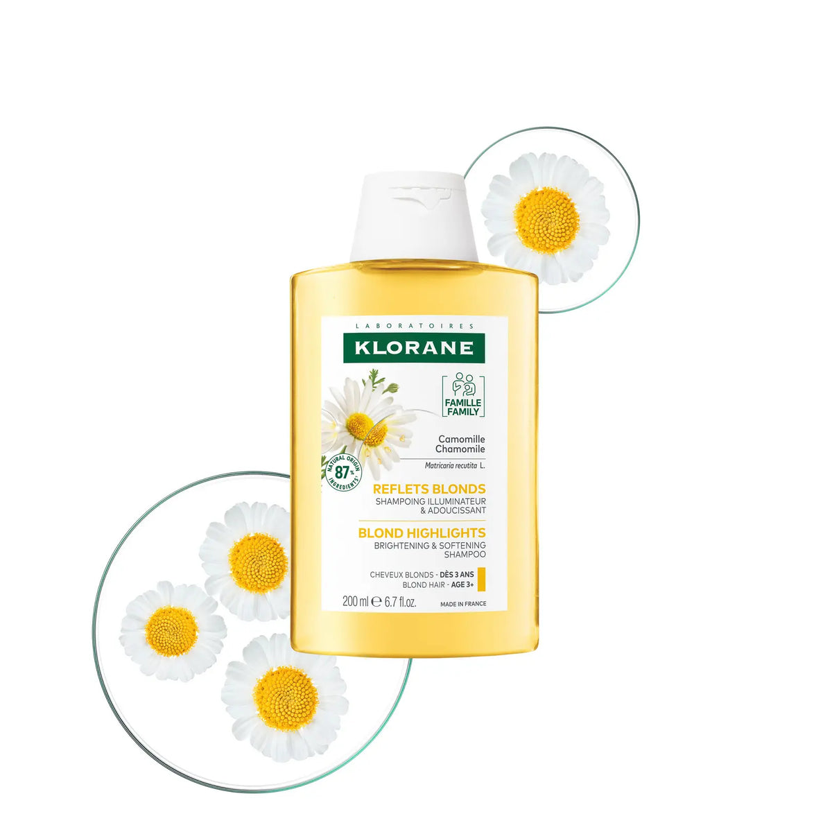 KLORANE REFLETS BLONDS SHAMPOING ILLUMINATEUR & ADOUCISSANT CAMOMILLE 200ML